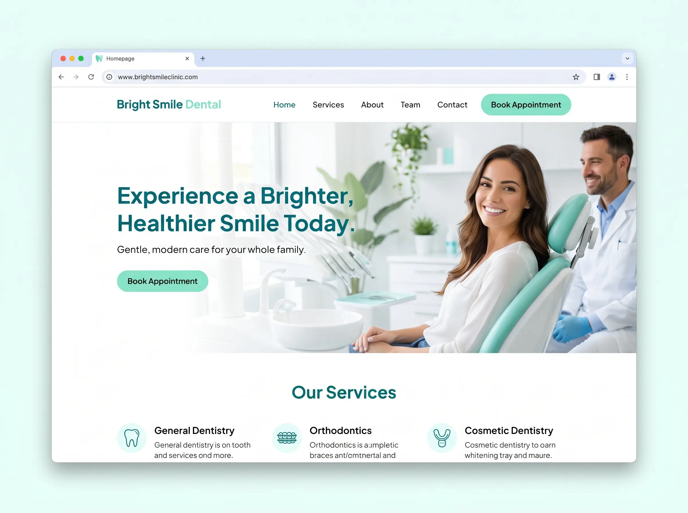 Web de clínica dental que diseñamos — servicios y citas online