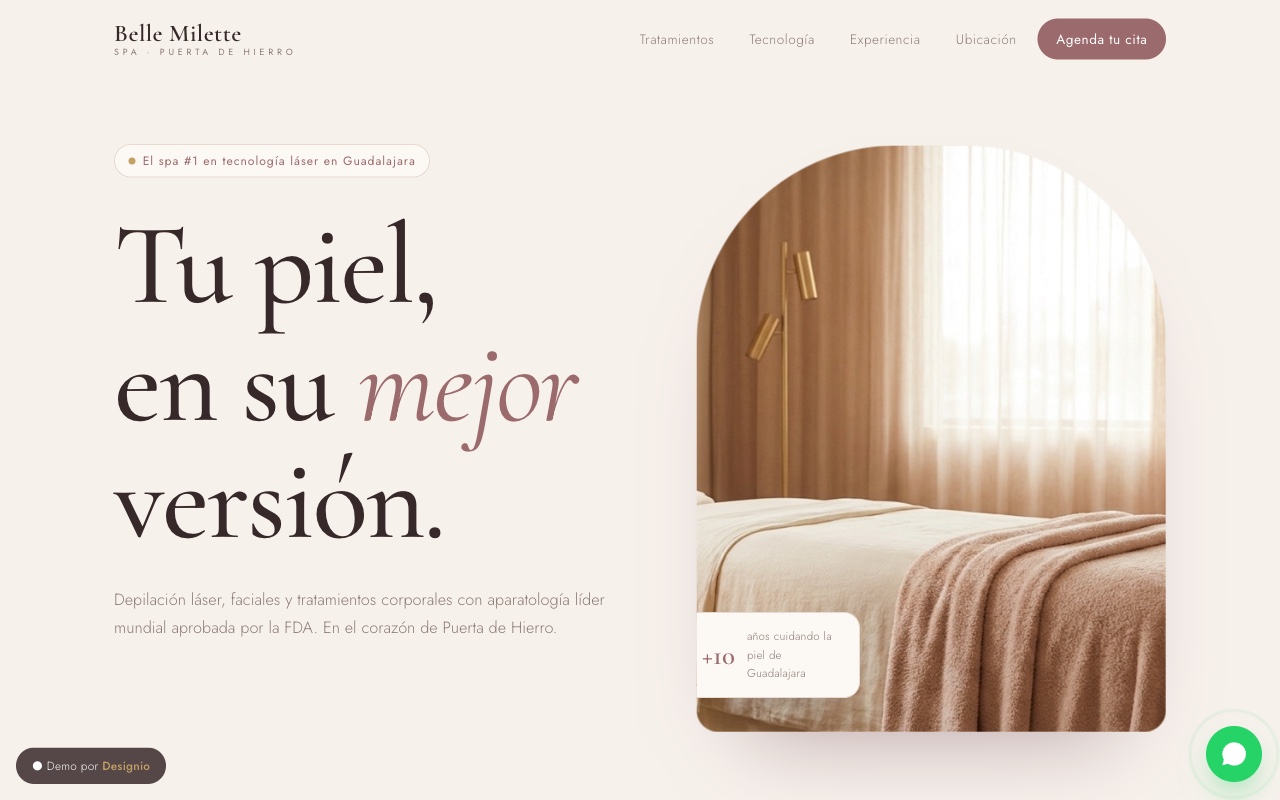Web de Belle Milette Spa hecha por Designio