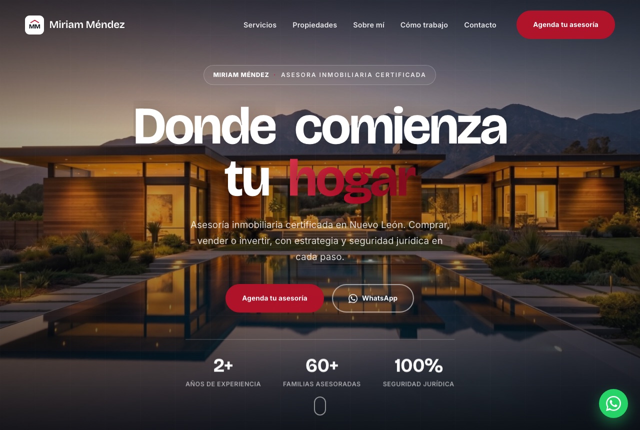 Web de Miriam Méndez Real Estate hecha por Designio